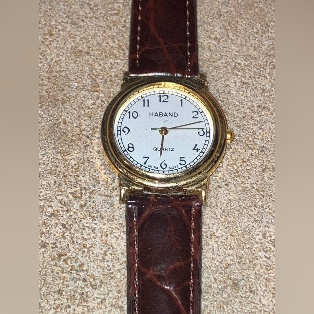 Haband Ladies Gold with Brown Band Quartz Watch